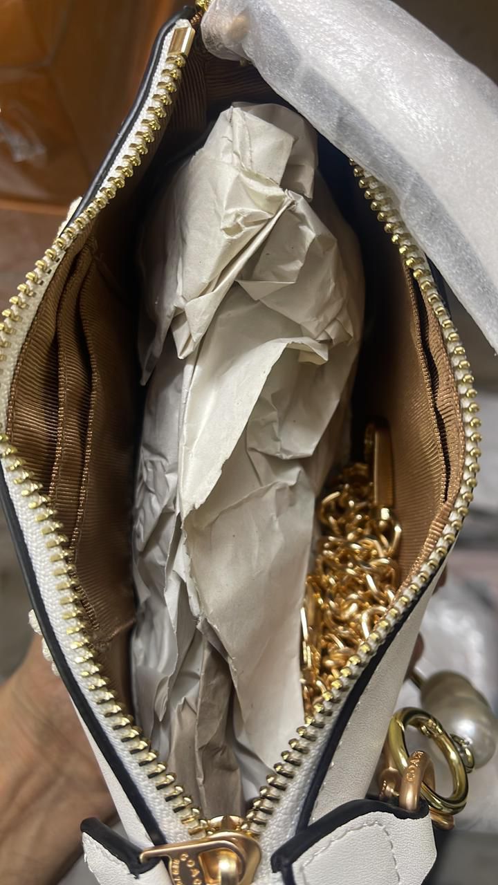 COACH NOLITA FLORAL SHOULDER WITH DETACHABLE PEARL BAG