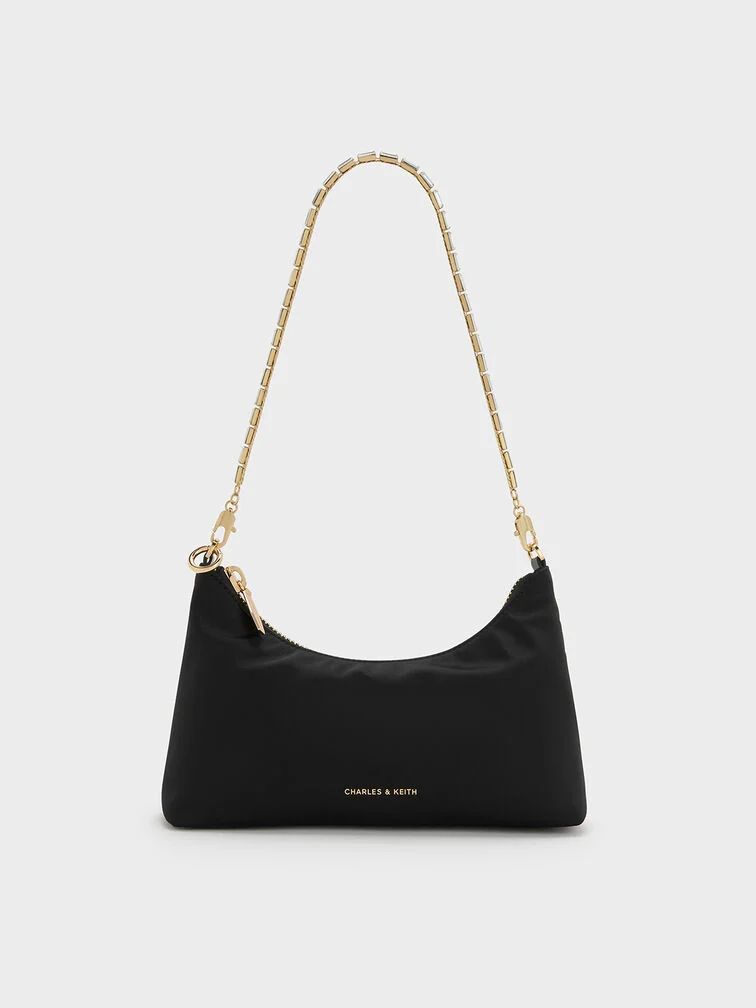 CHARLES & KEITH CHAIN EMBELLISHED SHOULDER CUM SLOUCHY BAG