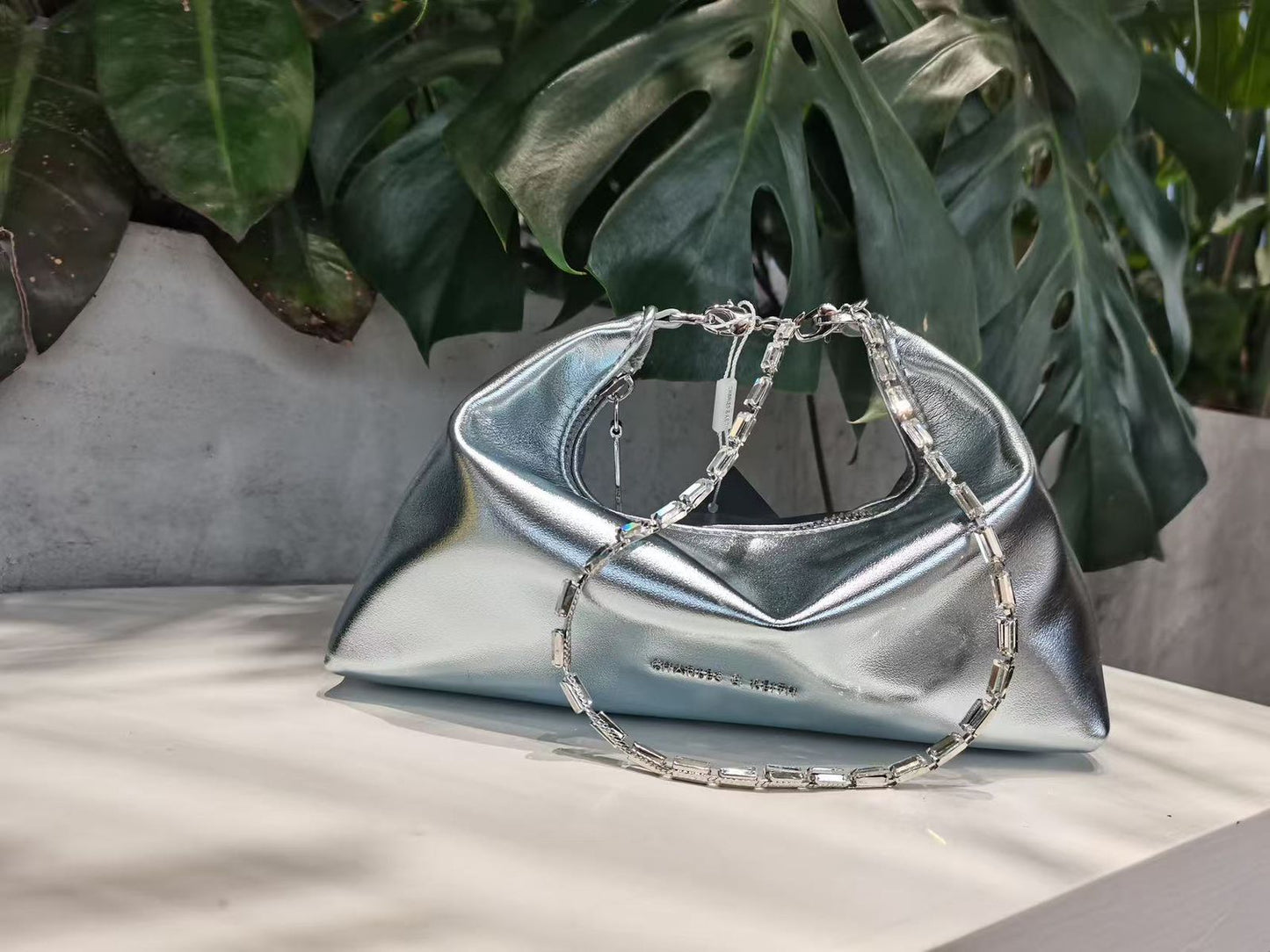 CHARLES & KEITH CHAIN EMBELLISHED SHOULDER CUM SLOUCHY BAG