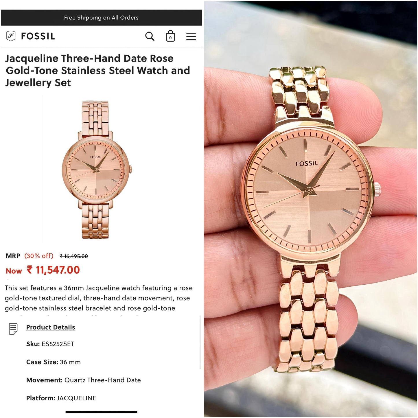 Fossil Women Jacqueline Collection Original Model Series