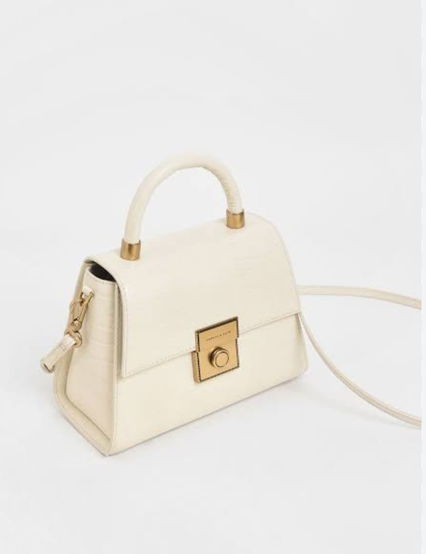 CHARLES CROCO LOOKS STRUCTURED TOP HANDLE BAG