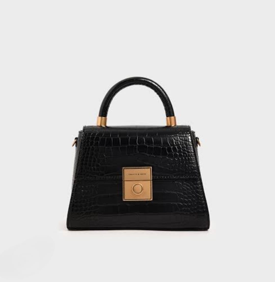 CHARLES CROCO LOOKS STRUCTURED TOP HANDLE BAG