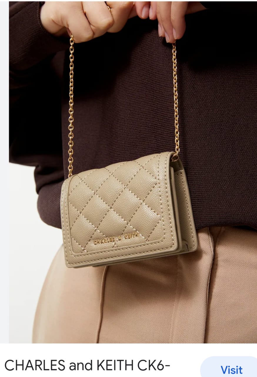 CHARLES & KEITH QUILTED MINI PURSE WITH CHAIN SLING