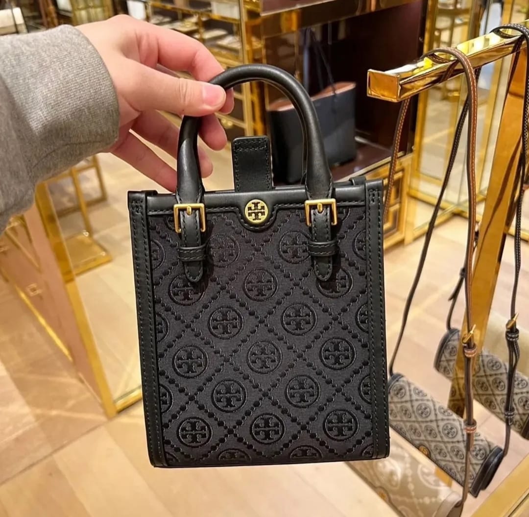 TORY BURCH T MONOGRAM JACQUARD MINI TOTE BAGS
