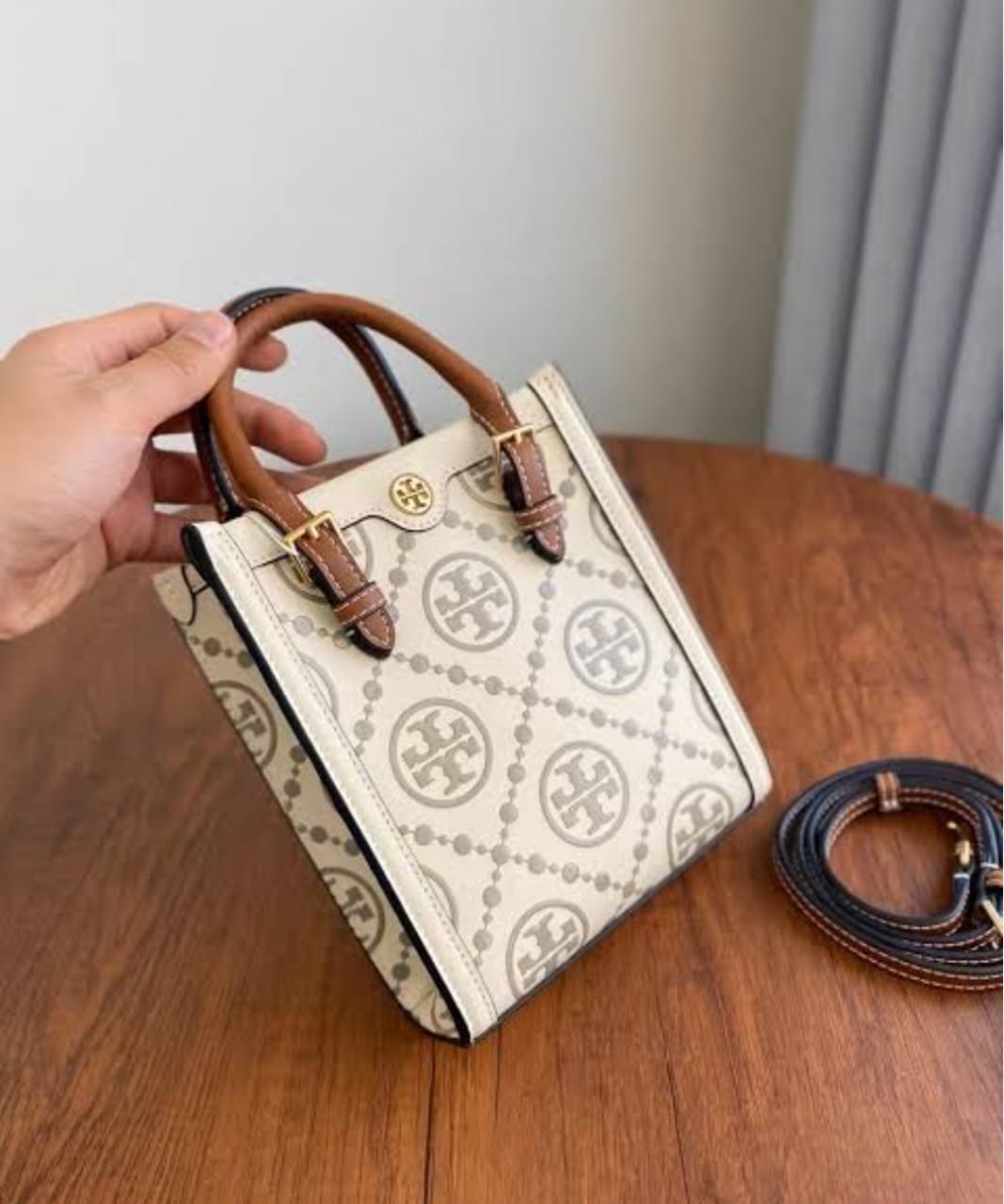 TORY BURCH T MONOGRAM JACQUARD MINI TOTE BAGS