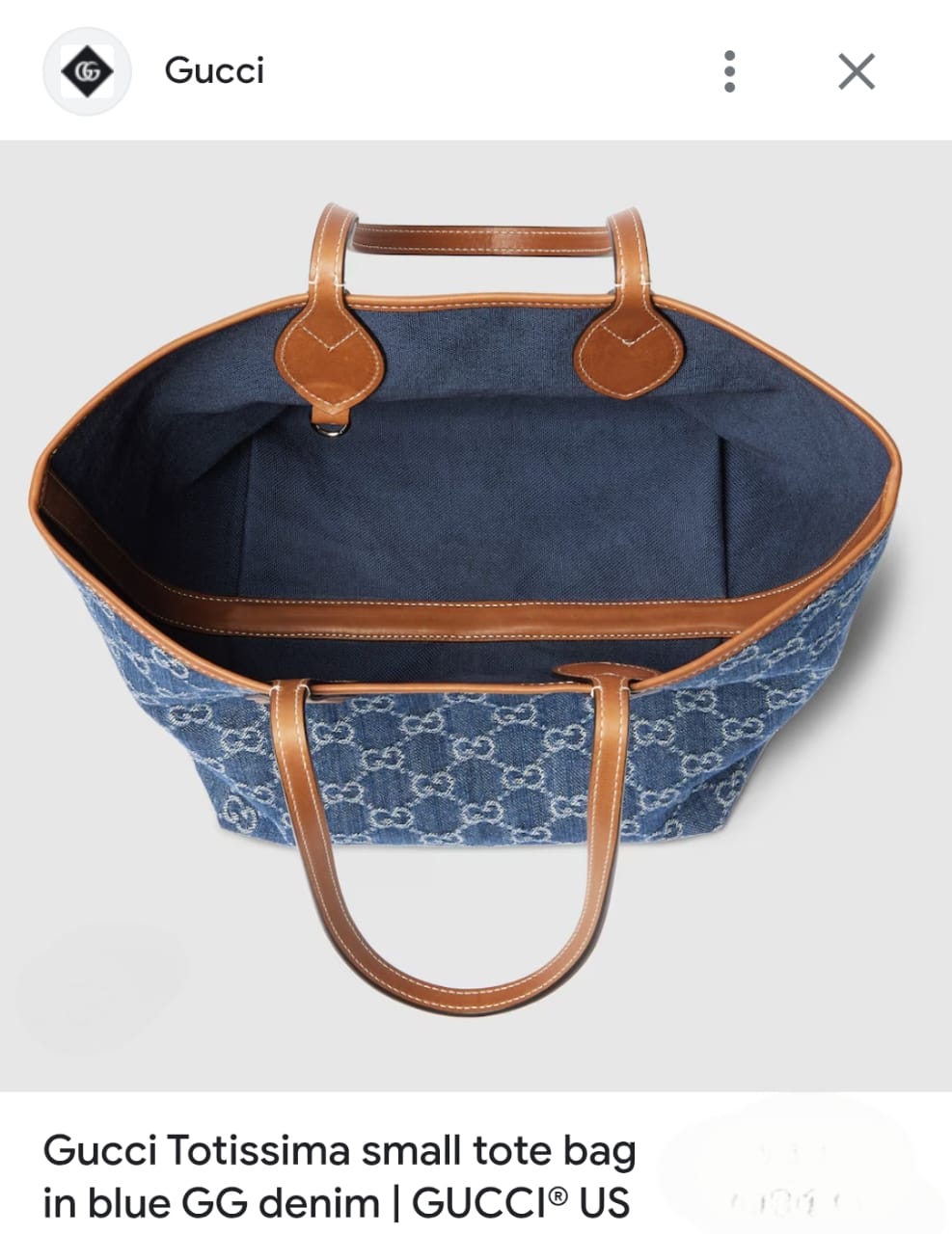 GUCCI TOTISSIMA SMALL TOTE BAG IN BLUE GG DENIM
