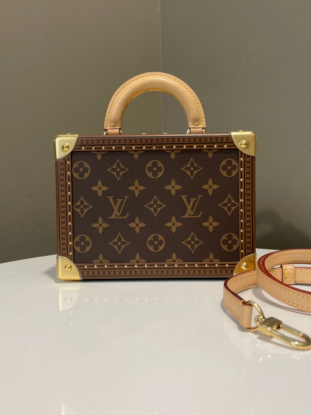 LOUIS VUITTON EBENE MONOGRAM COATED CANVAS PETITE VALISE TOP HANDLE BAG