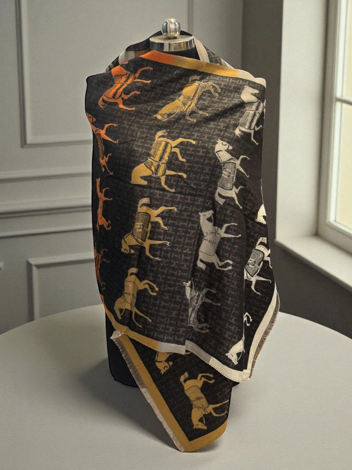 Hermes Woollen Stole With Box And Carry bag