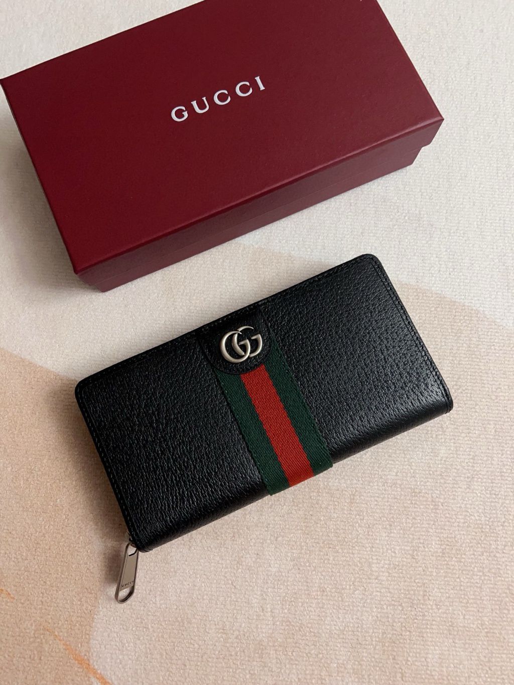 Gucci Ophidia Solid Black Zipper Wallet