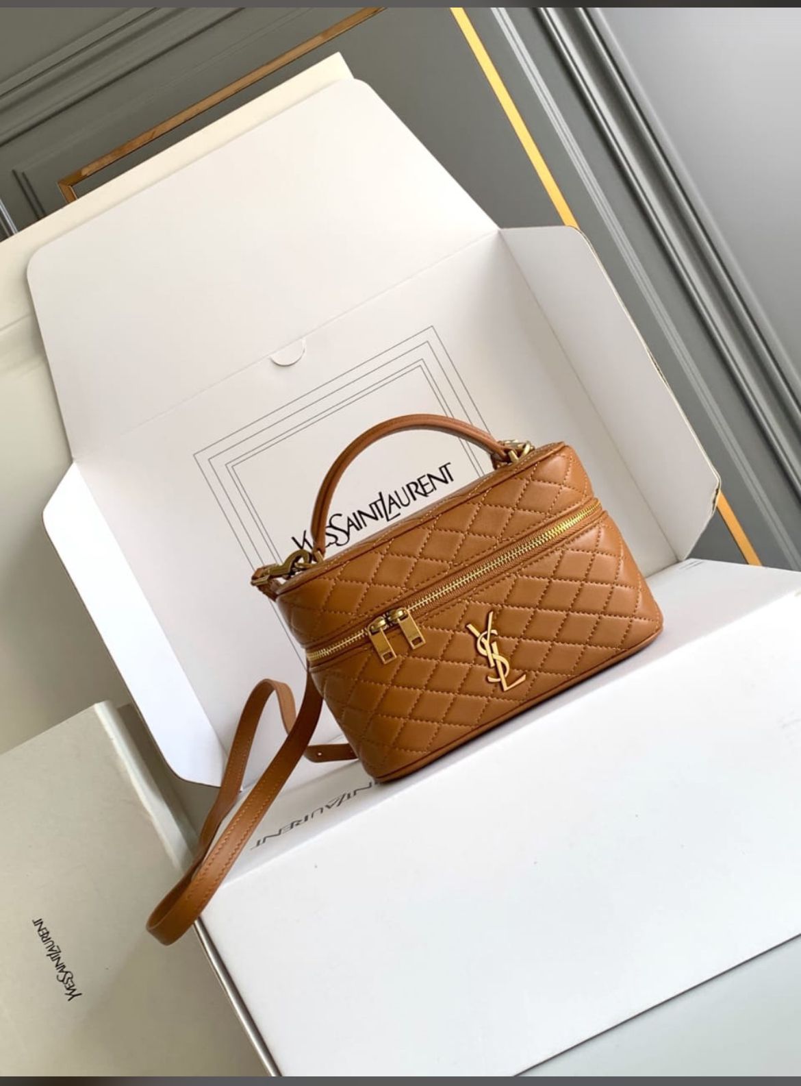 Y-S-L GABY VANITY SMALL TOP HANDLE BAG WITH LONG STRAP