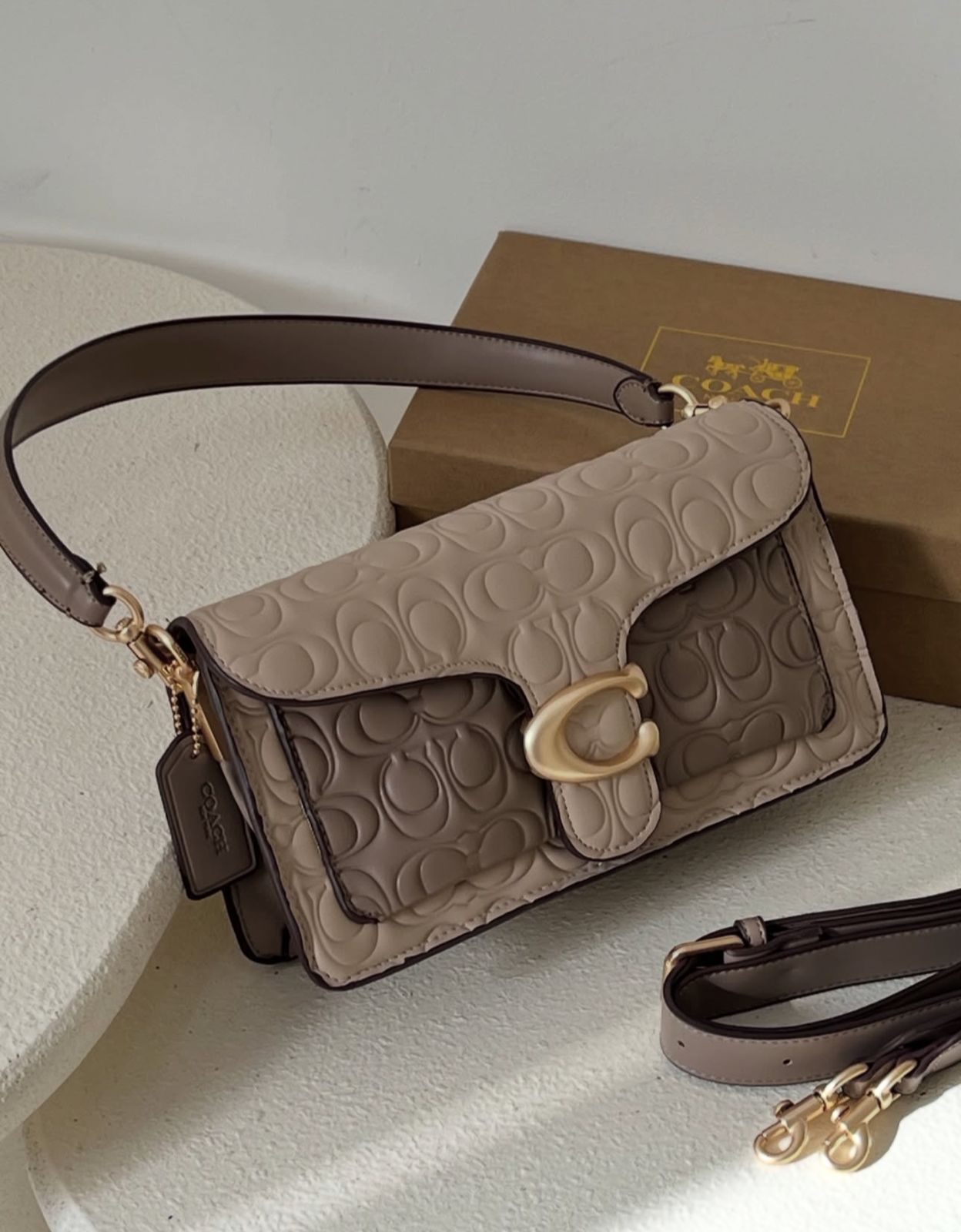 CO-A-CH TABBY EMBOSSED SHOULDER BAG