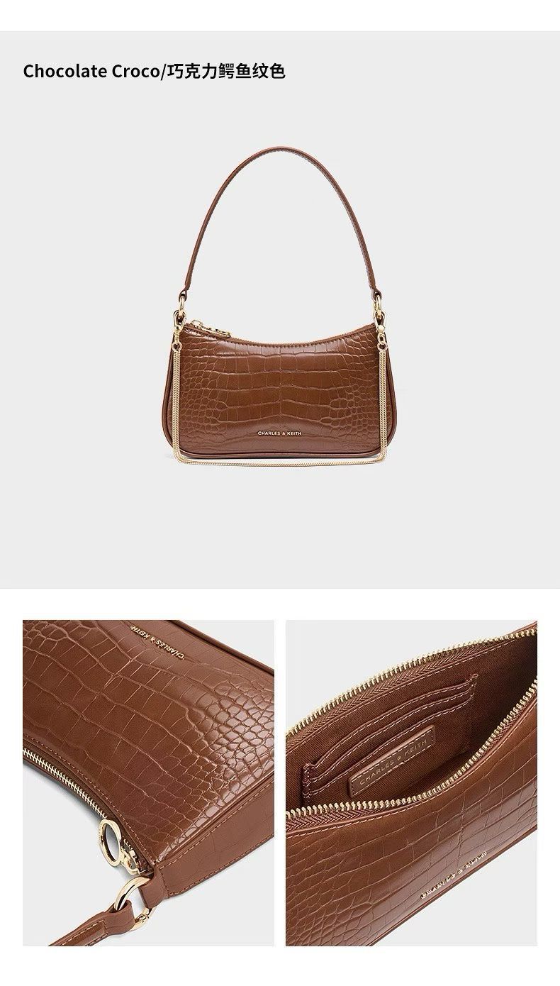 CHARLES & KEITH ELSPETH CROC EFFECT CHAIN SHOULDER BAG