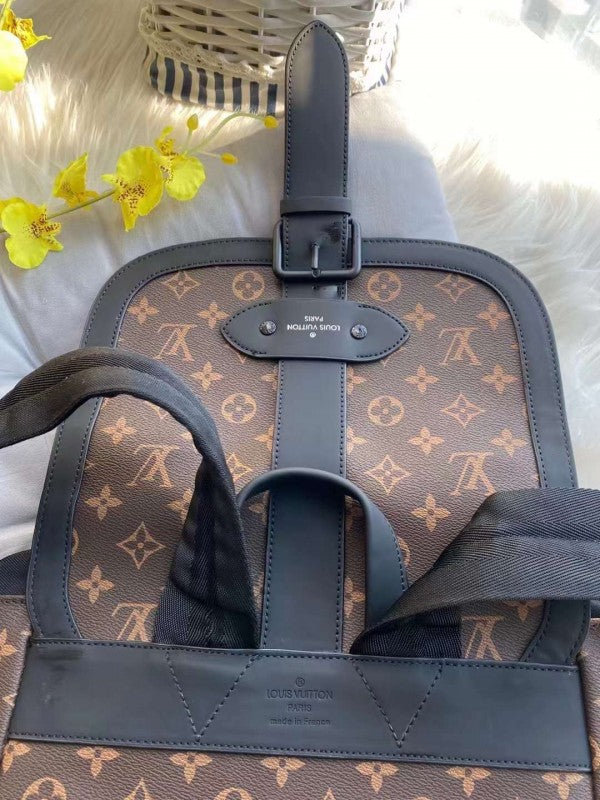 Louis Vuitton Saumur Backpack Monogram Eclipse With Dust Bag Brown - LABLEWHORE.COM