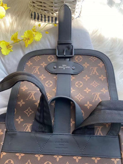 Louis Vuitton Saumur Backpack Monogram Eclipse With Dust Bag Brown - LABLEWHORE.COM