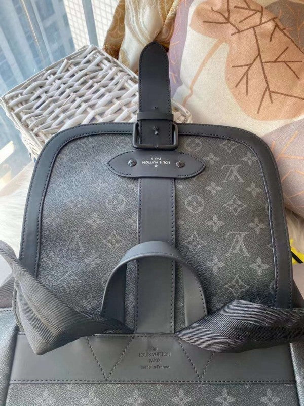 Louis Vuitton Saumur Backpack Monogram Eclipse With Dust Bag Black Grey - LABLEWHORE.COM