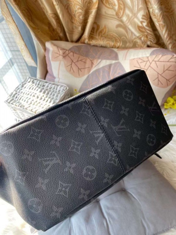 Louis Vuitton Saumur Backpack Monogram Eclipse With Dust Bag Black Grey - LABLEWHORE.COM