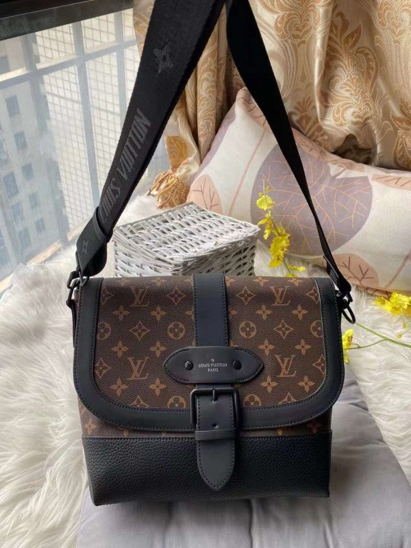 Louis Vuitton LV Saumur Messenger Monogram Eclipse With Dust Bag - LABLEWHORE.COM