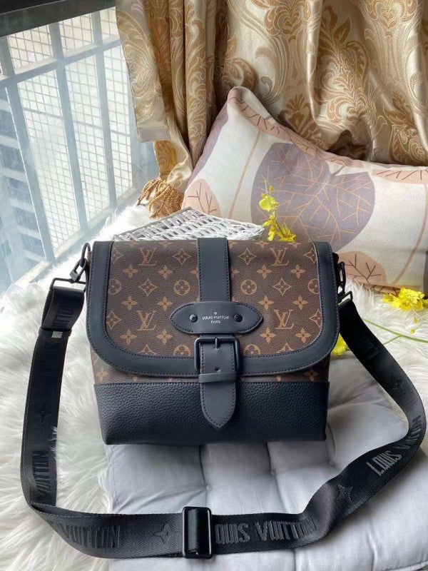 Louis Vuitton LV Saumur Messenger Monogram Eclipse With Dust Bag - LABLEWHORE.COM