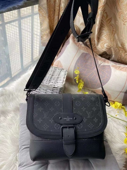 Louis Vuitton LV Saumur Messenger Monogram Eclipse With Dust Bag - LABLEWHORE.COM