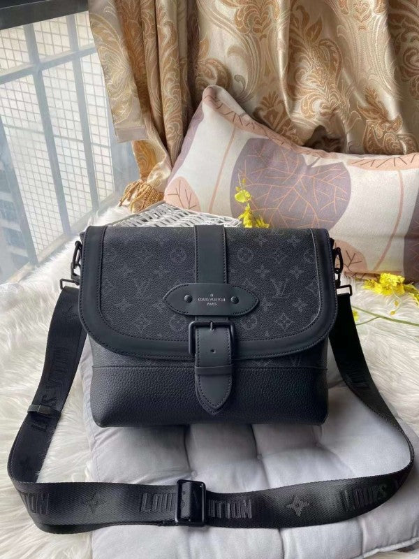 Louis Vuitton LV Saumur Messenger Monogram Eclipse With Dust Bag - LABLEWHORE.COM