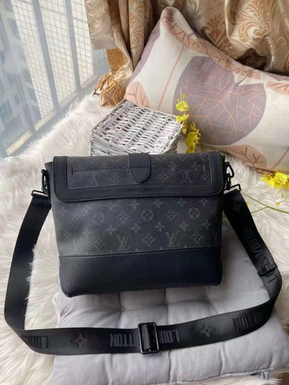 Louis Vuitton LV Saumur Messenger Monogram Eclipse With Dust Bag - LABLEWHORE.COM