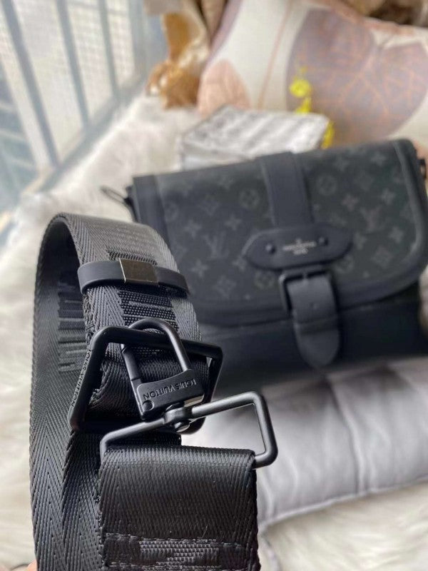 Louis Vuitton LV Saumur Messenger Monogram Eclipse With Dust Bag - LABLEWHORE.COM