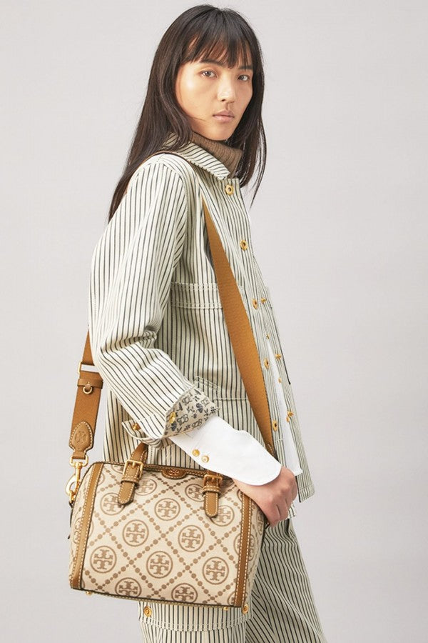 Tory Burch Jacquard Barrel Shoulder Bag With Dust Bag