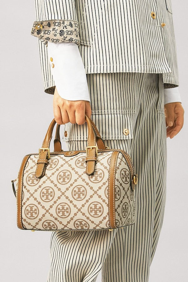 Tory Burch Jacquard Barrel Shoulder Bag With Dust Bag