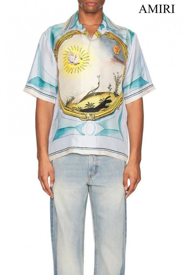 AMIRI WHITE ALL OVER PRINTED PREMIUM SHIRT - LABLEWHORE.COM