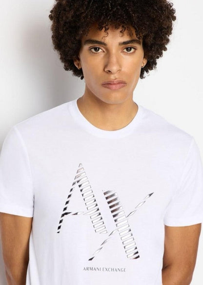 Armani Exchange White Logo Print Imported T-Shirt