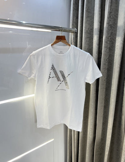 Armani Exchange White Logo Print Imported T-Shirt