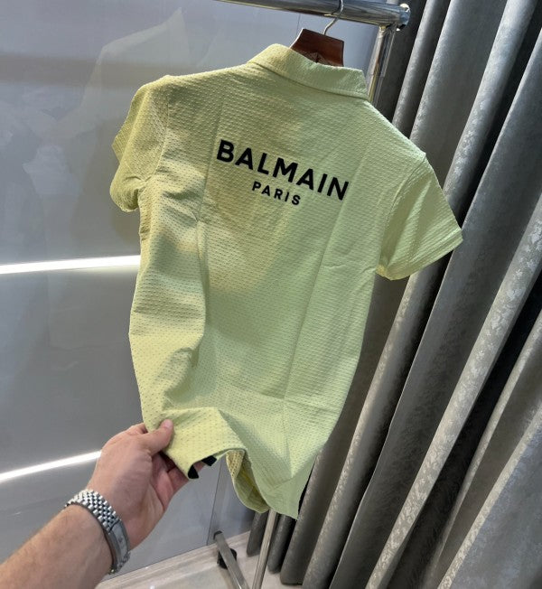 Balmain Paris Steel Logo Designer Imported Polo T-Shirt