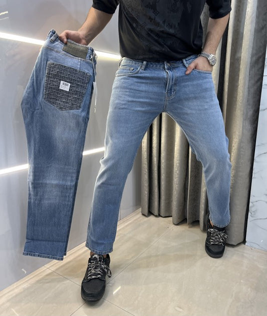 Balmain Paris Mid  Embroidery Pocket Imported Hyperflex Denim  Jeans