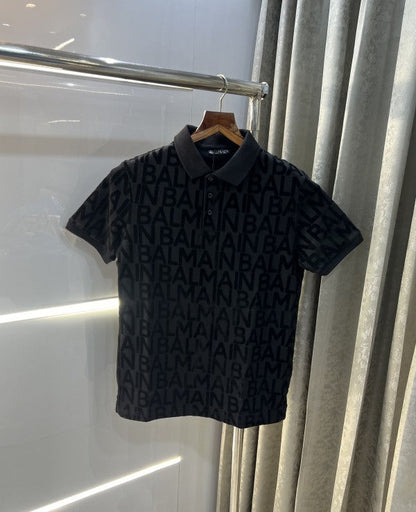 Balmain Paris All Over Monogram Print Imported PoloT-Shirt