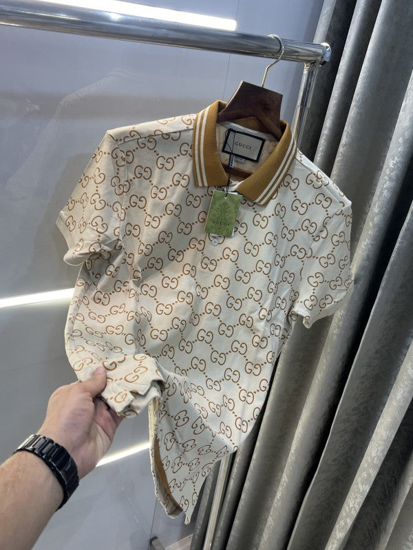 Gucci Monogram Print Imported Premium Polo T-Shirt