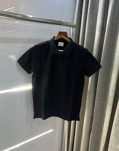 Burberry Embossed All Over Monogram Work Imported Polo T-Shirt