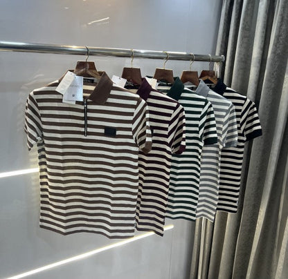 Balmain Paris Stripes Look Premium Knitted Polo T-Shirt