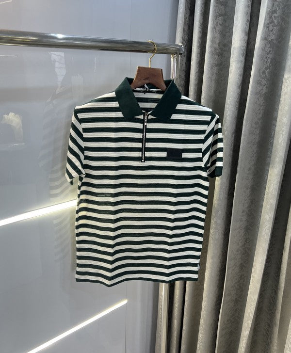 Balmain Paris Stripes Look Premium Knitted Polo T-Shirt