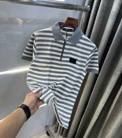 Balmain Paris Stripes Look Premium Knitted Polo T-Shirt