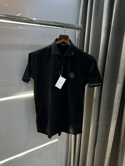 Balmain Paris Black Steel Logo Shirt