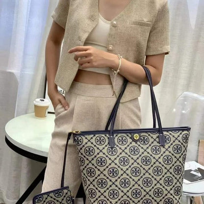 Tory Burch Monogram Tote With OG Box & Dust Bag & Extra Pouch