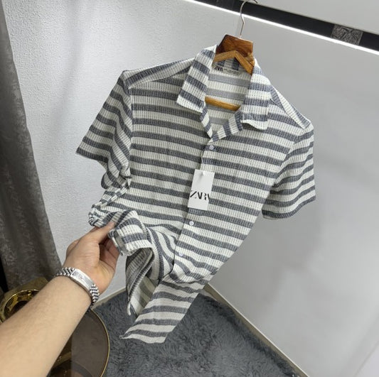 Zara Stripes Premium Relax Fit Half Shirt