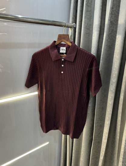 Zara Premium Knitted Classic Polo T-Shirt
