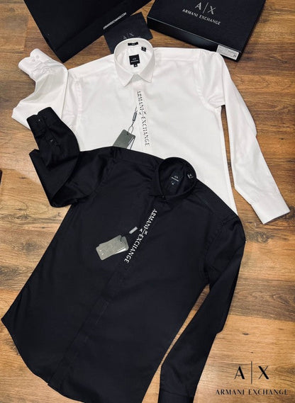 Armani Exchange White Reflective Print Shirt