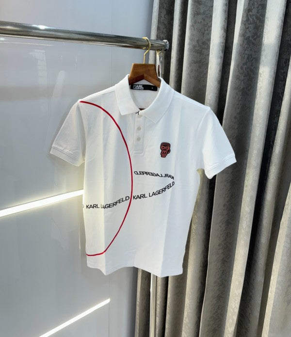 Karl Lagerfeld Logo Print Designer Premium Polo T-Shirt