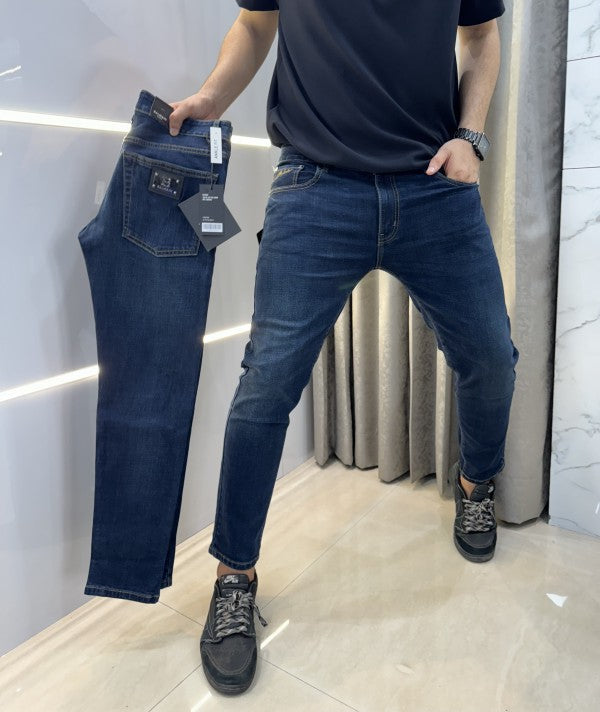 Balmain Paris Steel Logo Work Imported Hyperflex Denim