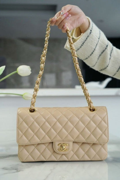 Chanel Classic Flap Bag Quilted Gold tone Jumbo Shoulder Bag