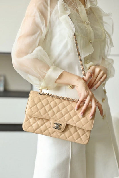 Chanel Classic Flap Bag Quilted Gold tone Jumbo Shoulder Bag