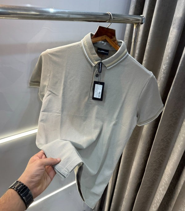 Emporio Armani Beige Designer Premium Polo T-Shirt