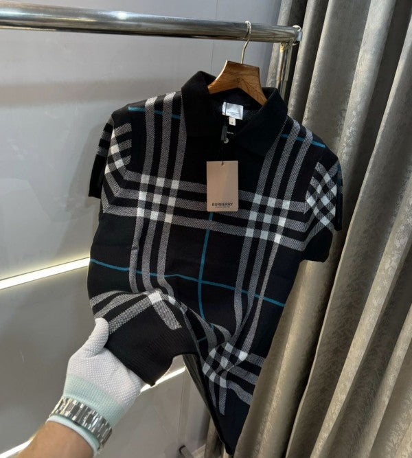 Burberry Black Knitted Imported Classic Polo T-Shirt